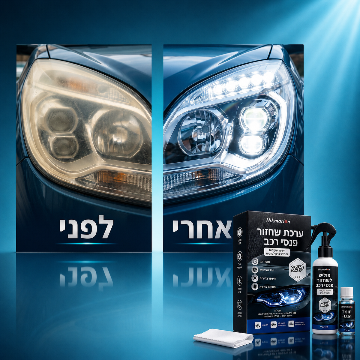 GlowMotor™ – ערכת שחזור פנסים מקצועית